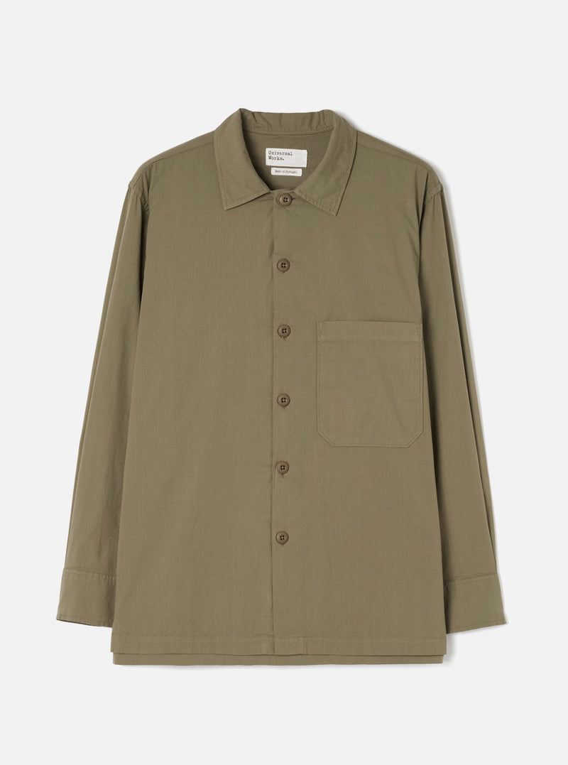 Olive Slub Shirting Fatigue Shirt