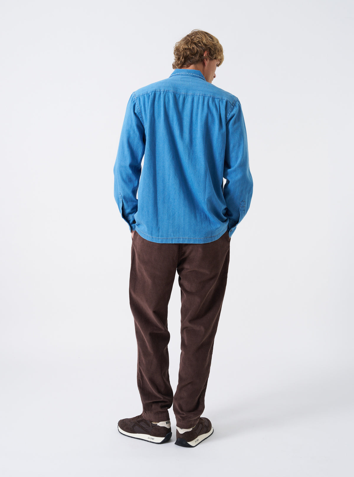 Washed Indigo Recycled Herringbone Attendant Shirt