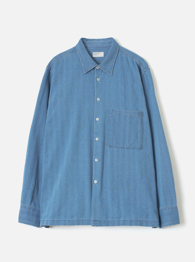 Washed Indigo Recycled Herringbone Lucky Shirt