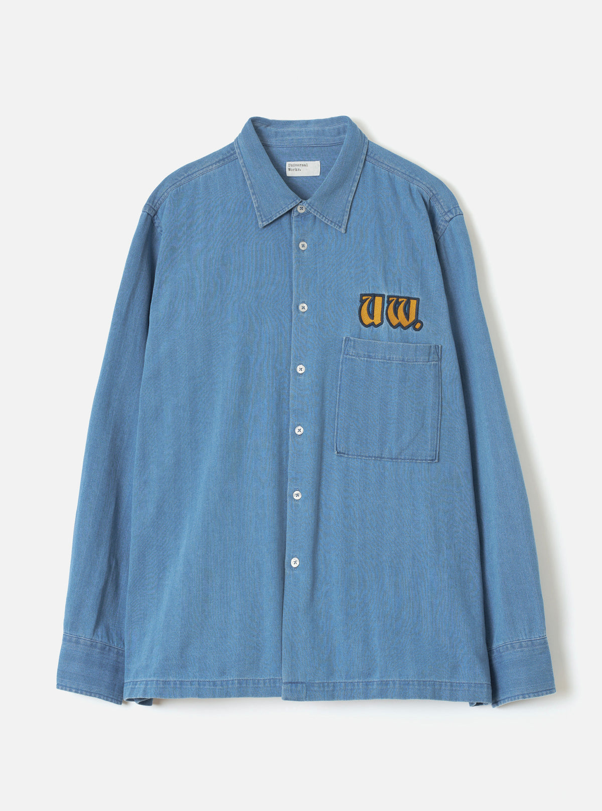 Washed Indigo Recycled Herringbone Patch Lucky Shirt