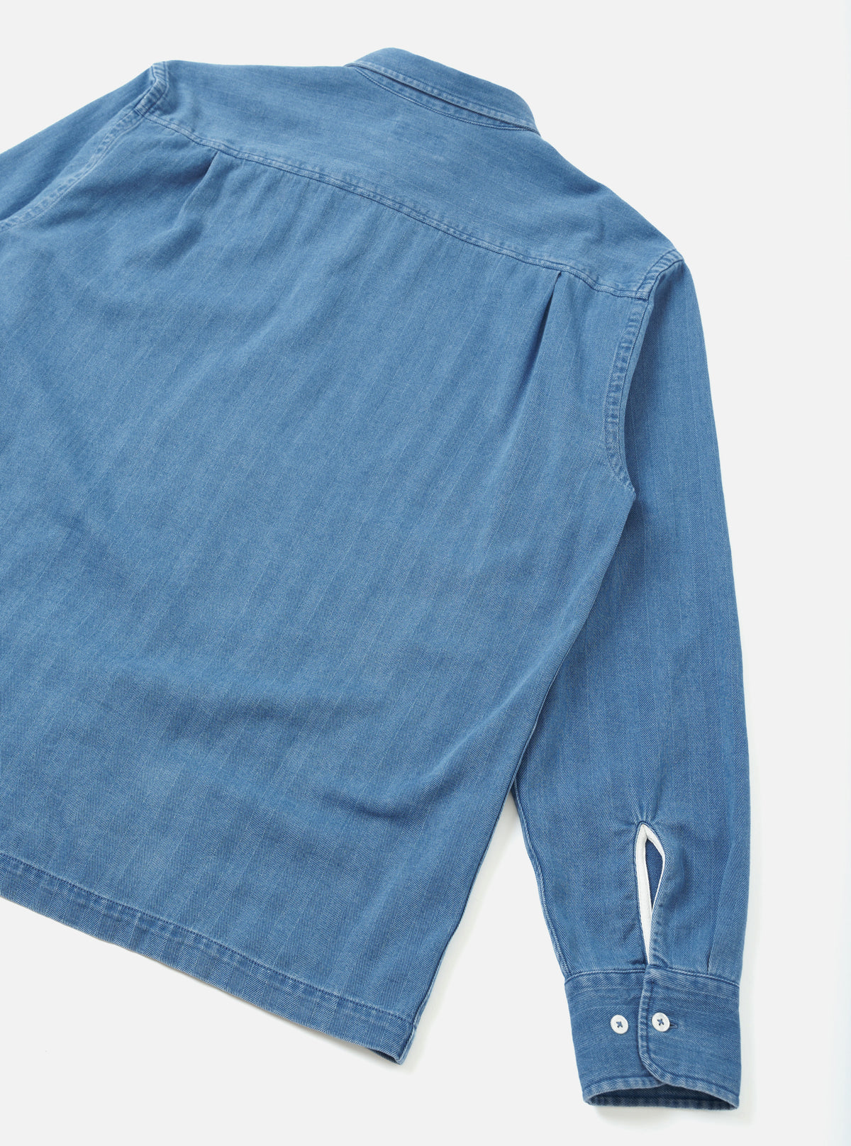 Washed Indigo Recycled Herringbone Patch Lucky Shirt