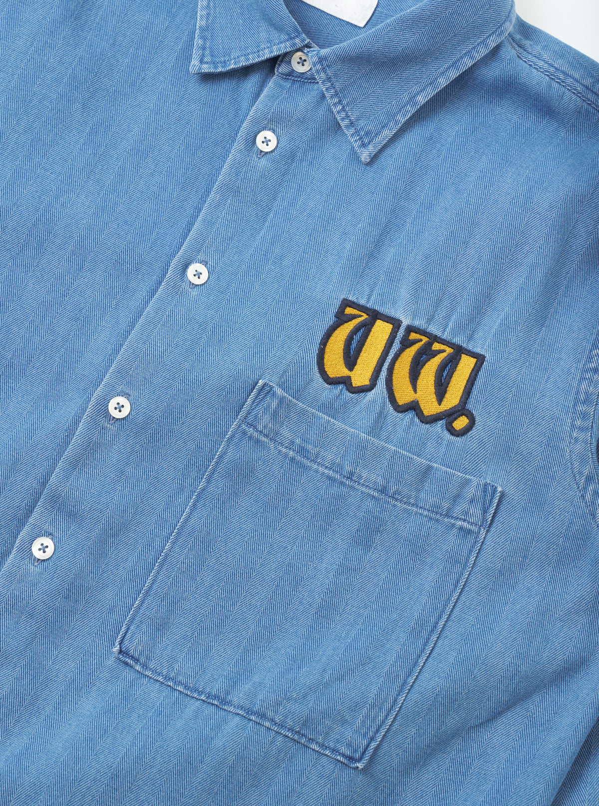 Washed Indigo Recycled Herringbone Patch Lucky Shirt