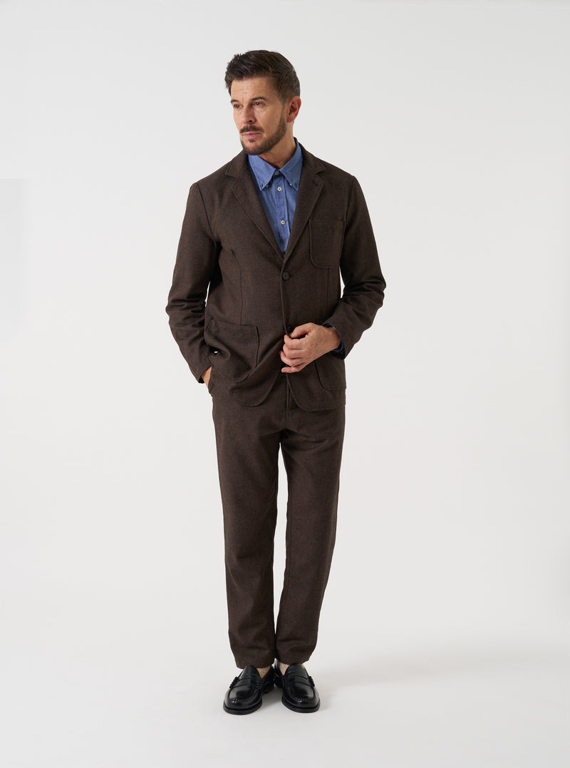 Brown Recycled Italian Tweed Two Button Jacket