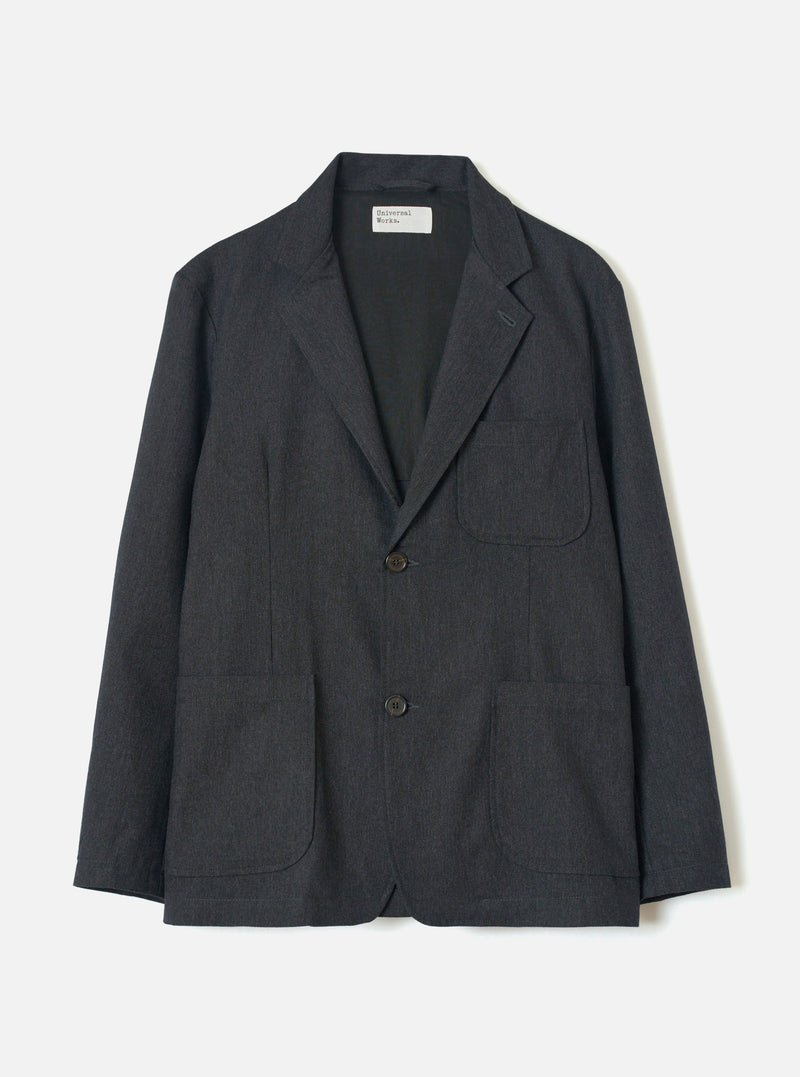 Charcoal Recycled Italian Tweed Two Button Jacket