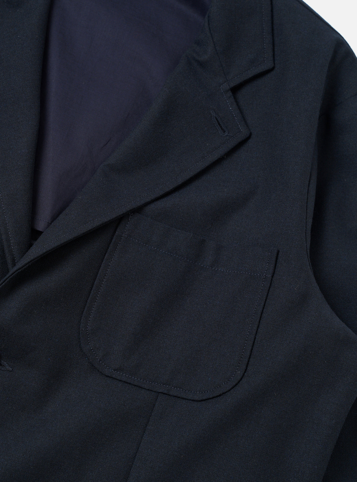 Navy Recycled Italian Tweed Two Button Jacket