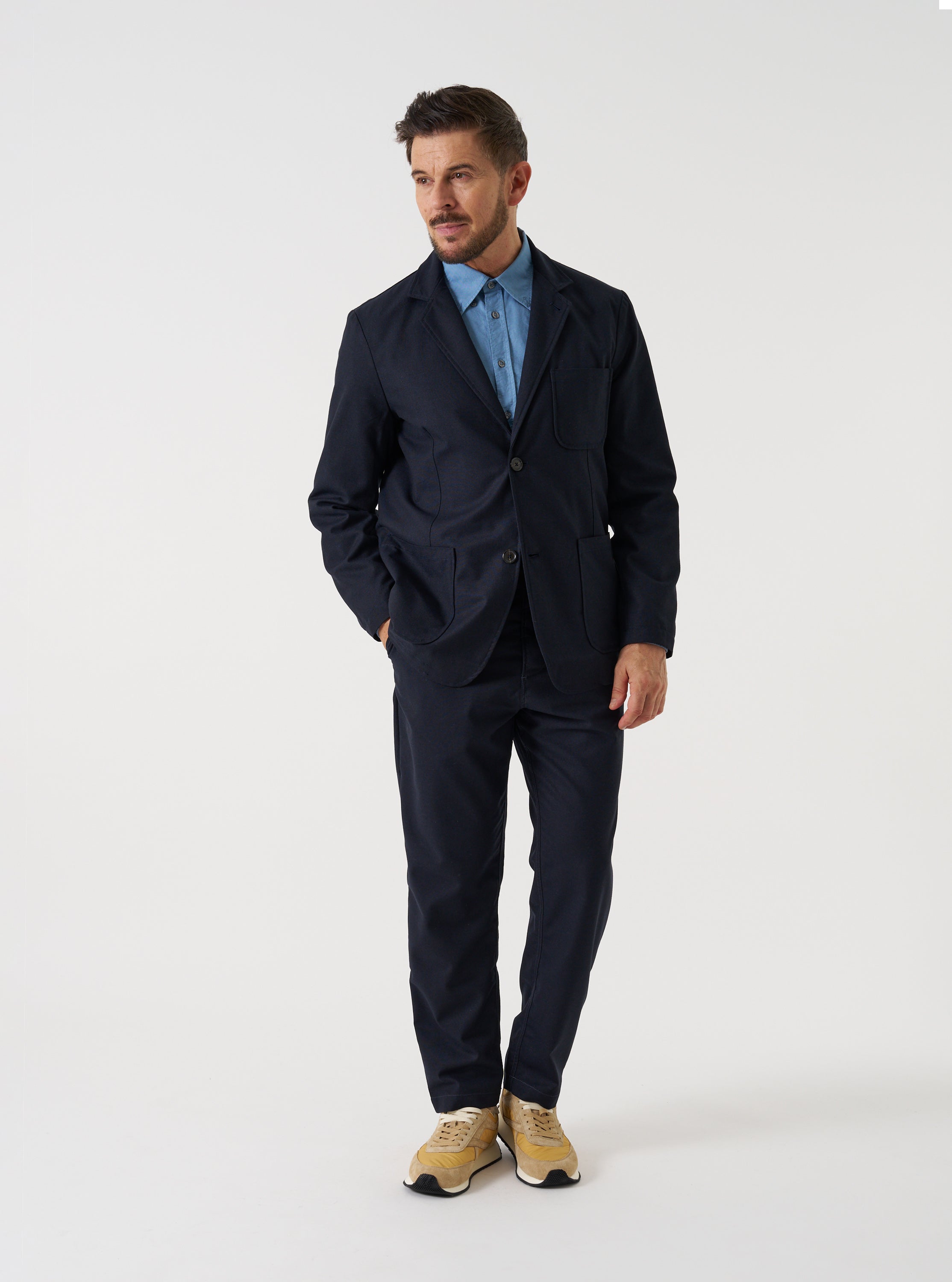Men's Navy Recycled Italian Tweed Two Button Jacket – Universal Works