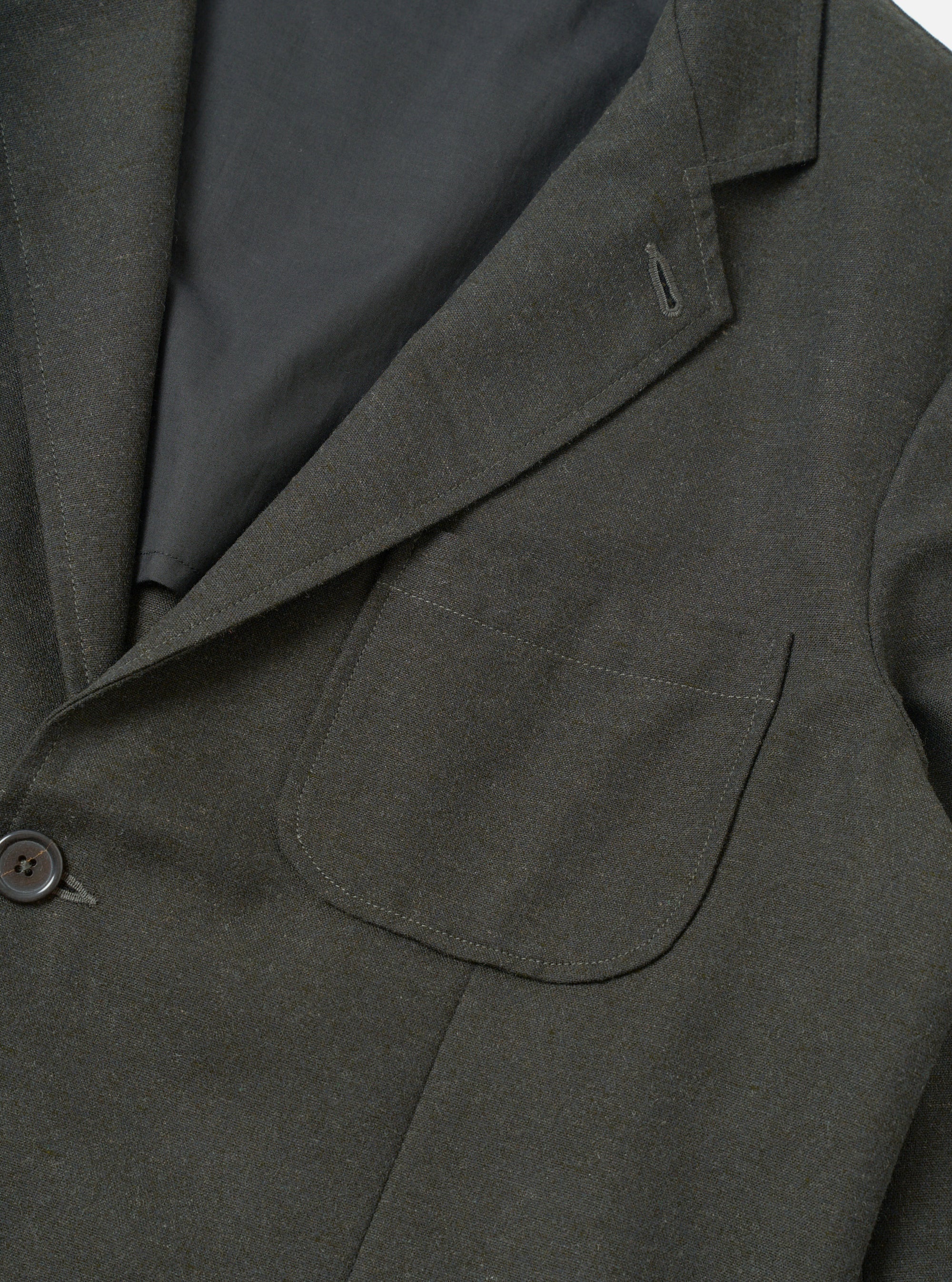 Olive Recycled Italian Tweed Two Button Jacket