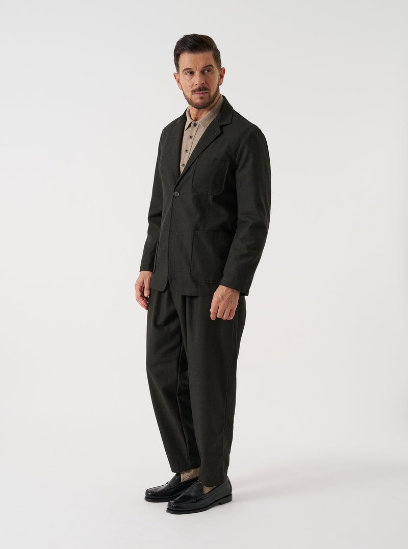 Olive Recycled Italian Tweed Military Chino