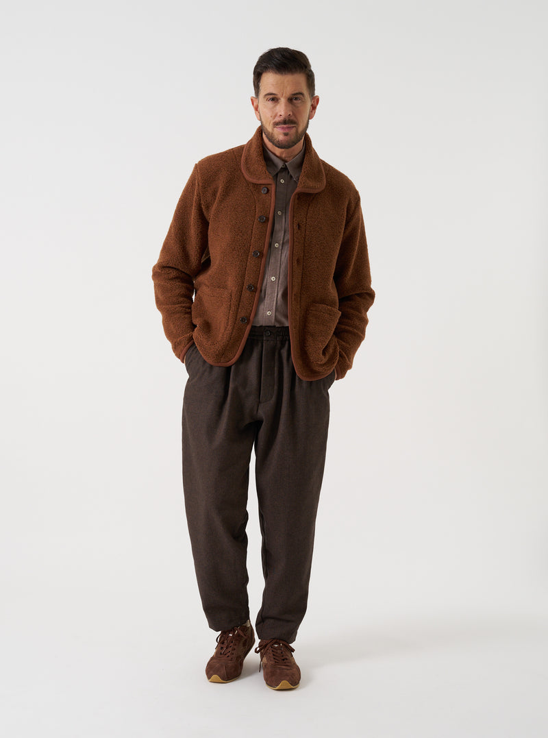 Brown Recycled Italian Tweed Pleated Track Pant