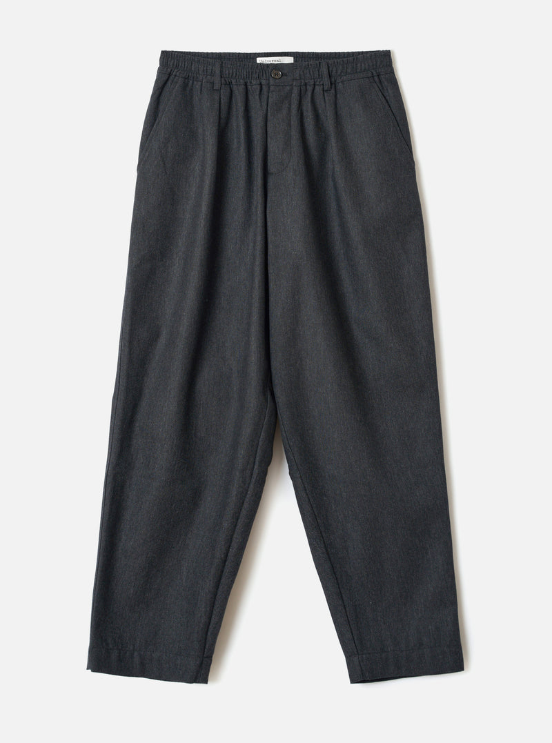 Charcoal Recycled Italian Tweed Pleated Track Pant