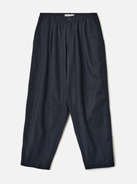 Navy Recycled Italian Tweed Pleated Track Pant