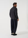 Navy Recycled Italian Tweed Pleated Track Pant