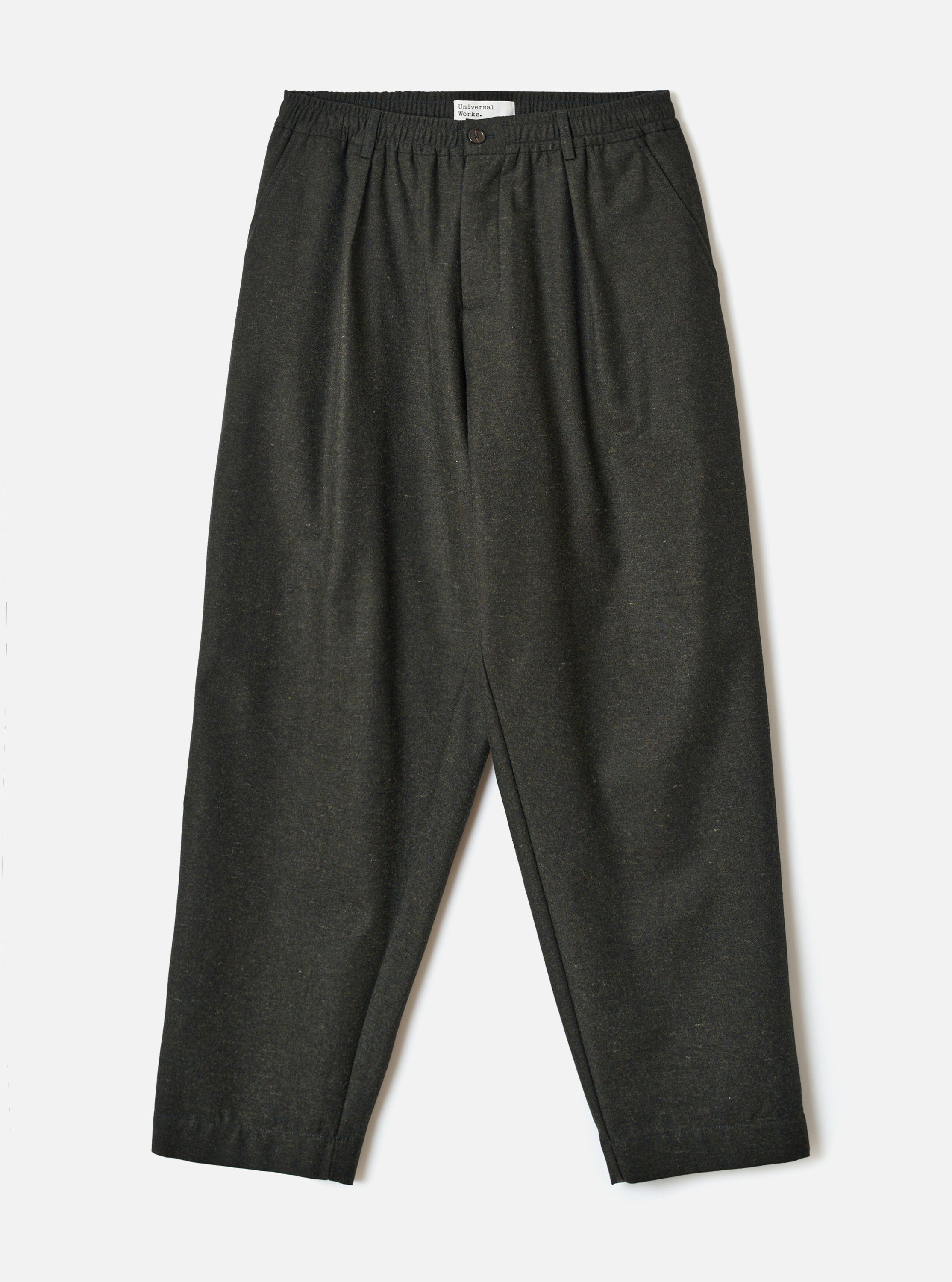 Men's Olive Recycled Italian Tweed Pleated Track Pant – Universal
