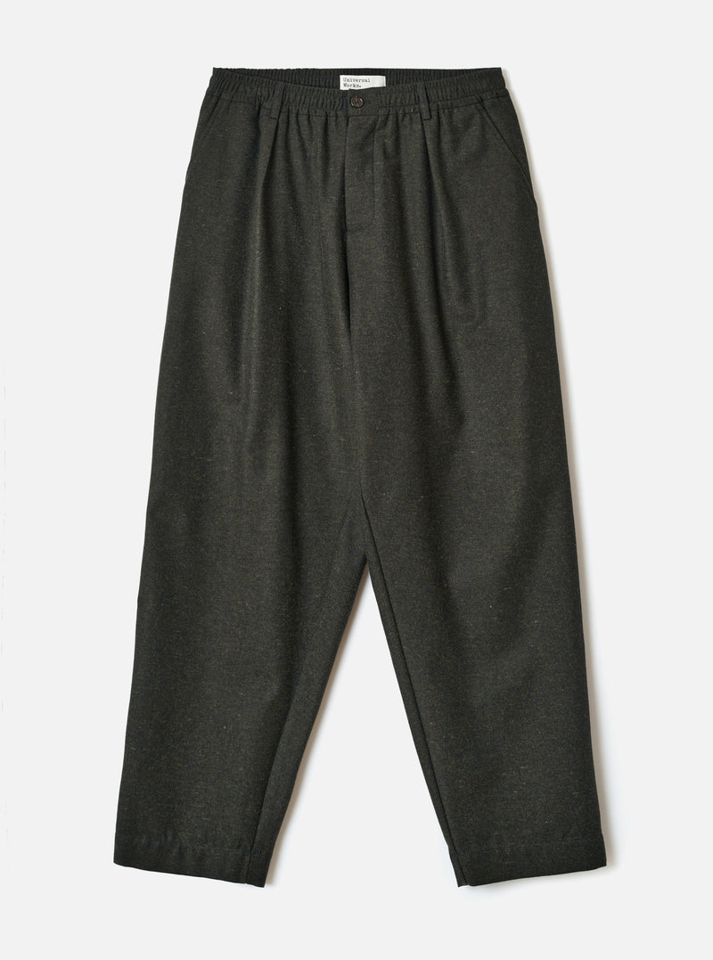 Olive Recycled Italian Tweed Pleated Track Pant