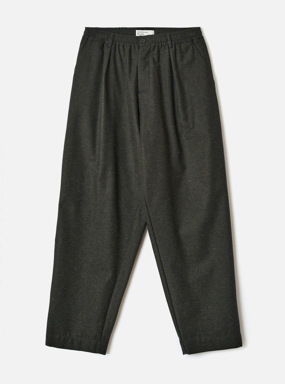 Olive Recycled Italian Tweed Pleated Track Pant