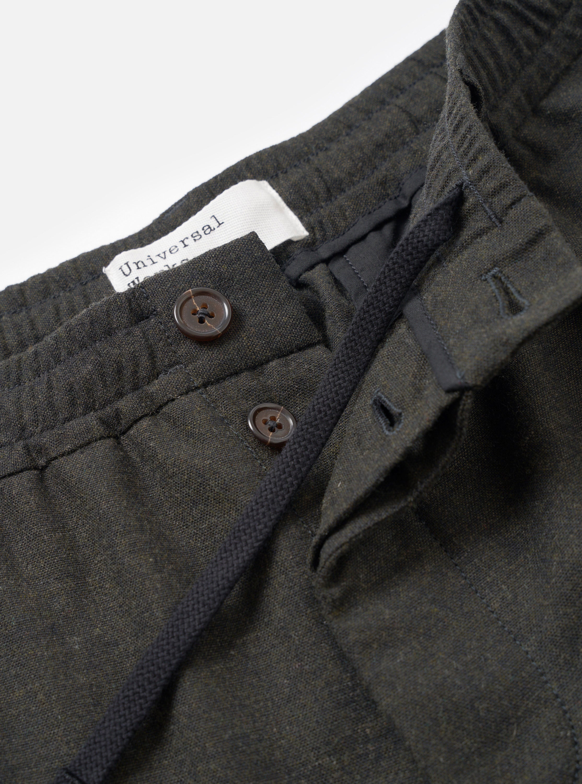 Men's Olive Recycled Italian Tweed Pleated Track Pant – Universal