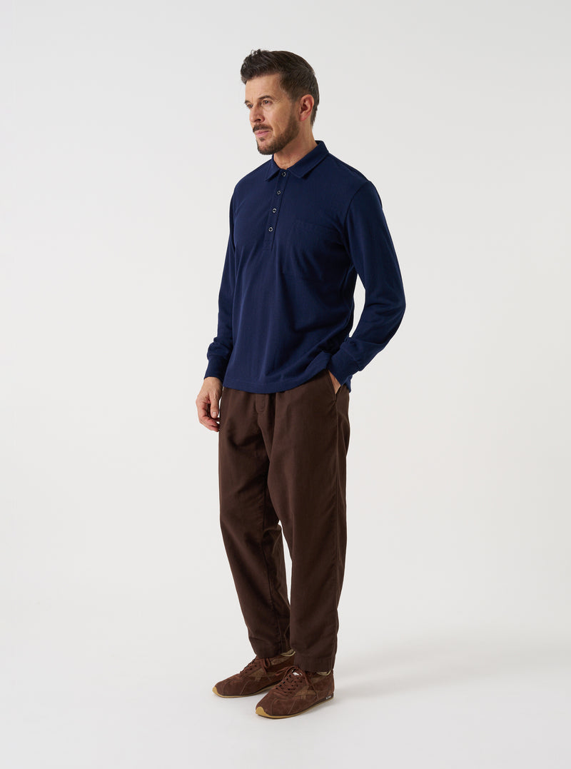 Brown Comfort Moleskin Pleated Track Pant