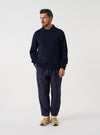 Navy Comfort Moleskin Pleated Track Pant