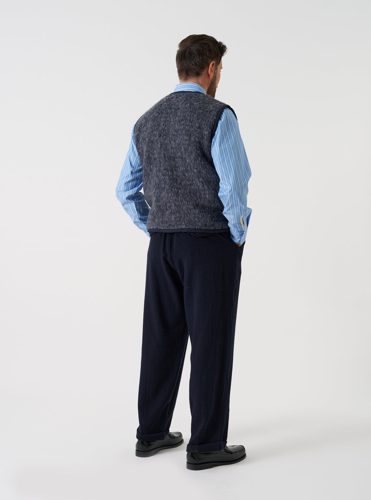 Navy/Pale Grey Losso Mohair Mix Lancaster Gilet