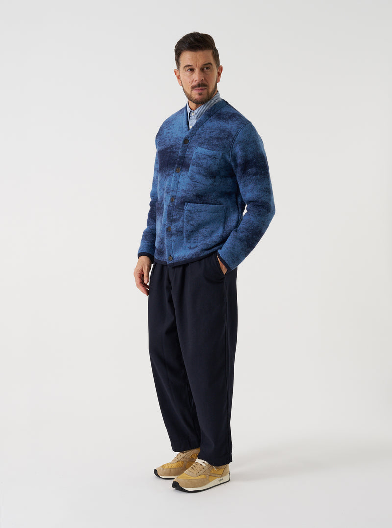 Blue Cloud Camo Knit Cardigan