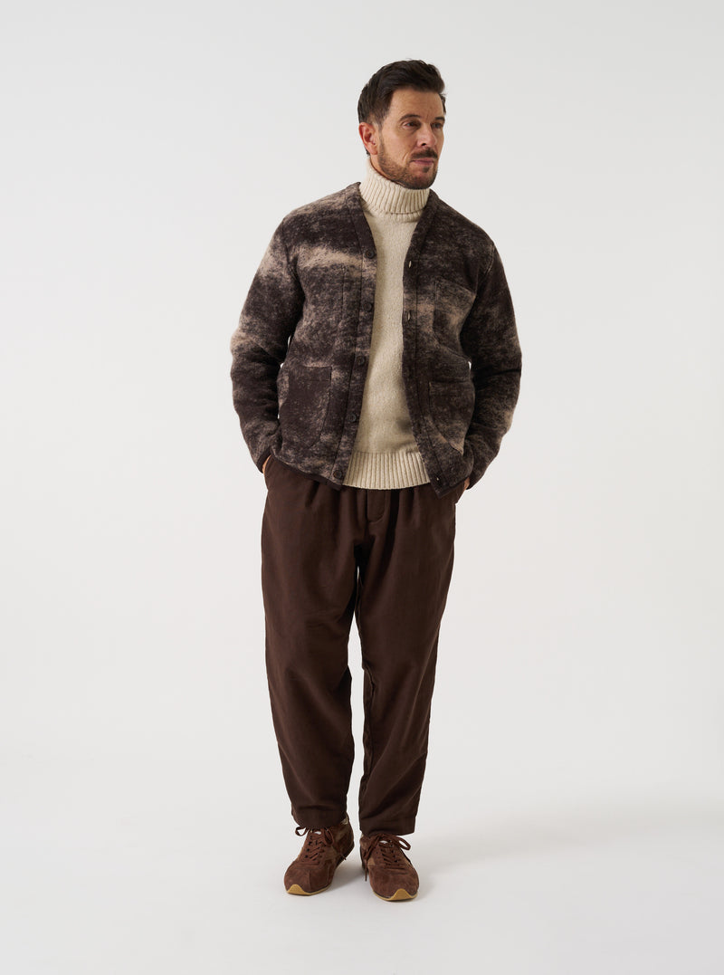 Brown Cloud Camo Knit Cardigan