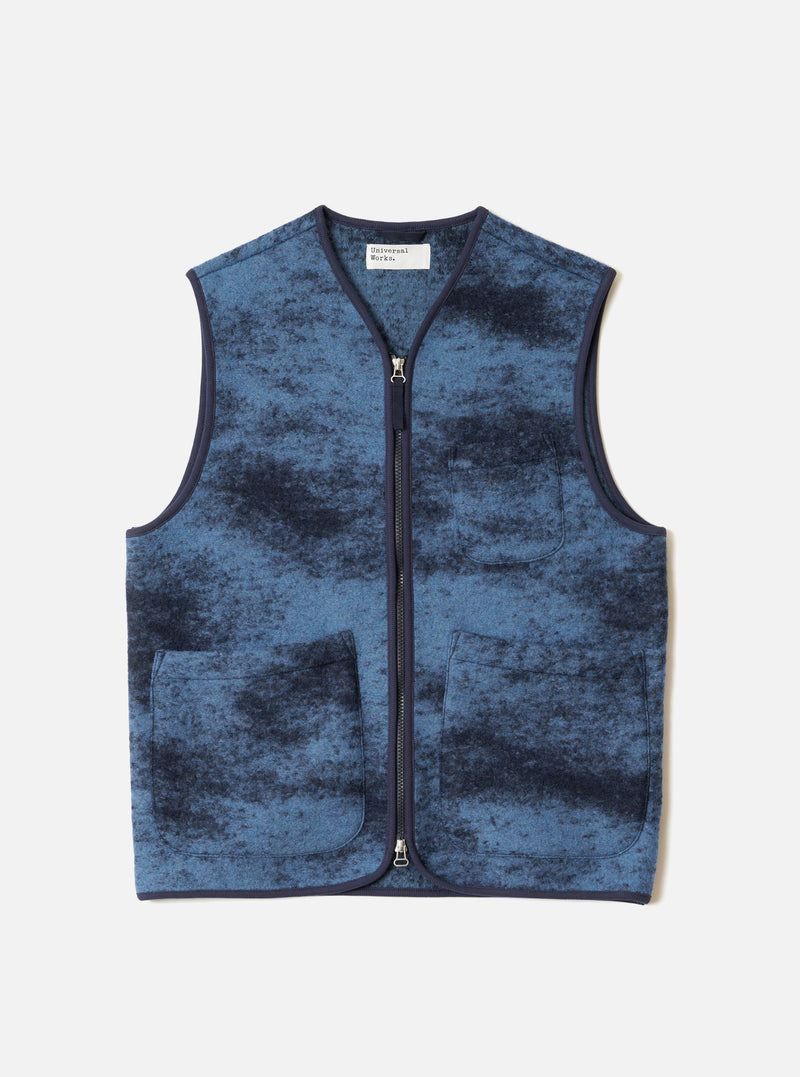 Blue Cloud Camo Knit Zip Gilet