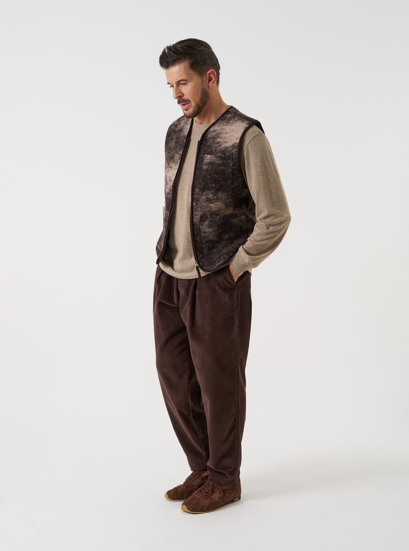 Brown Cloud Camo Knit Zip Gilet