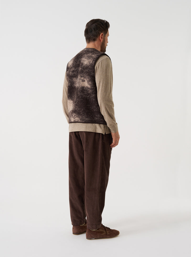 Brown Cloud Camo Knit Zip Gilet