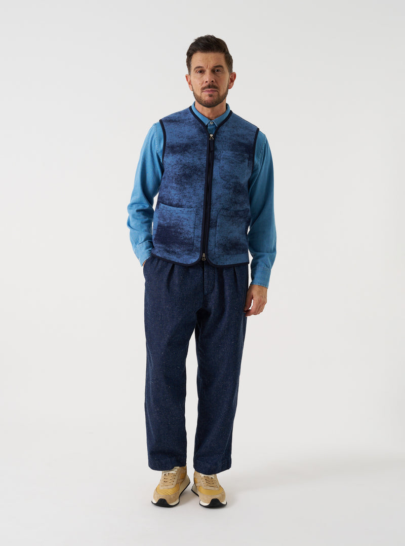 Blue Cloud Camo Knit Zip Gilet