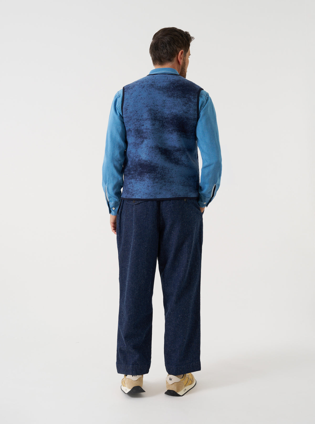 Blue Cloud Camo Knit Zip Gilet