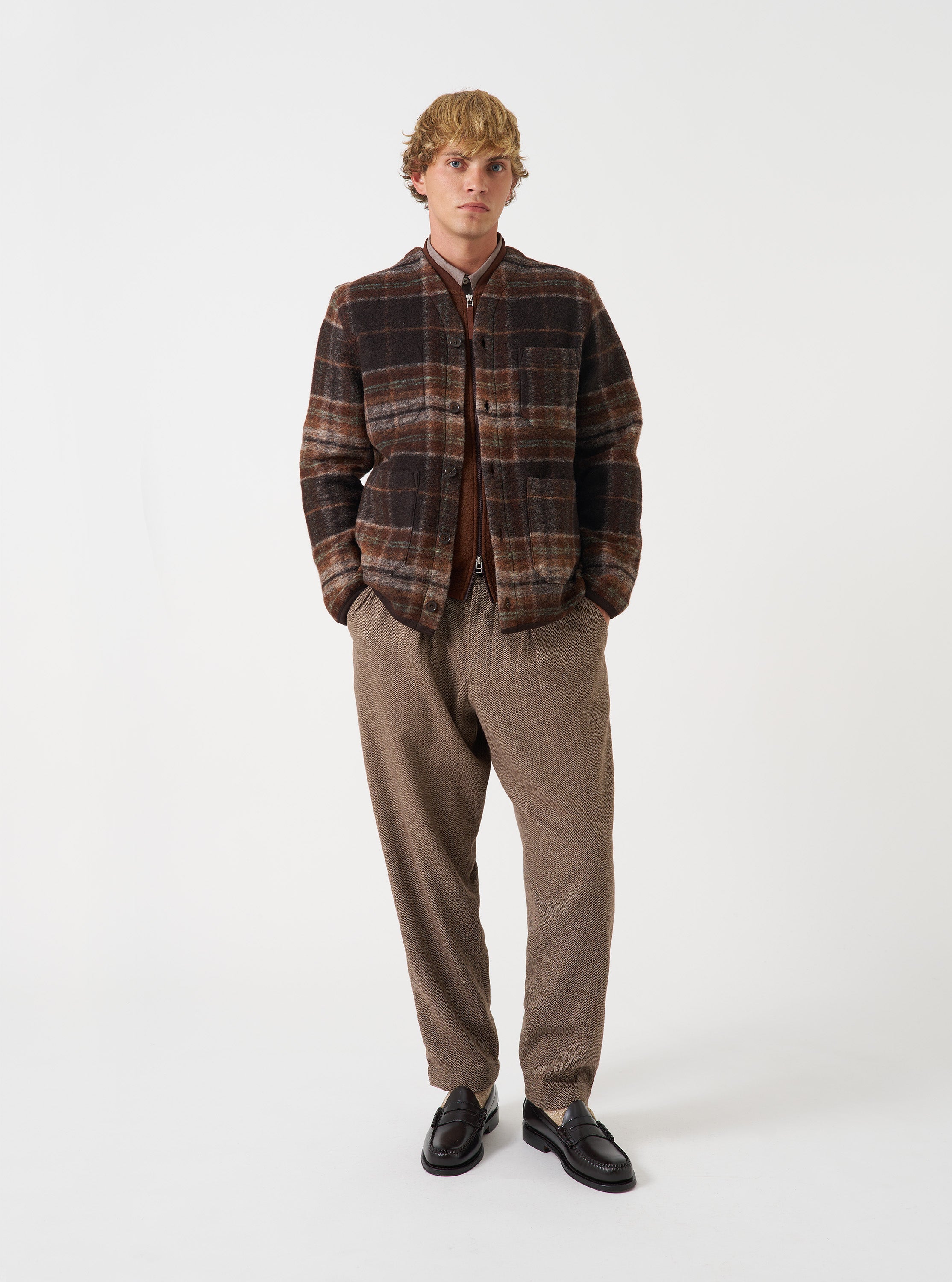 Men's Brown Pino Wool Fleece Cardigan – Universal Works