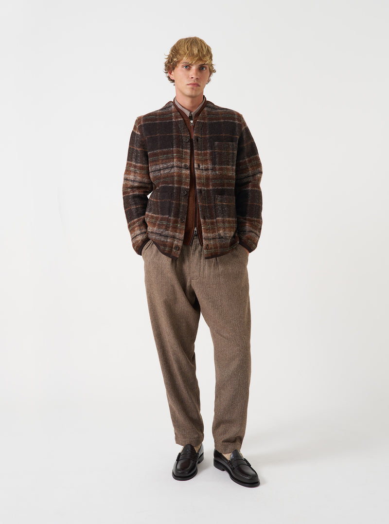 Brown Pino Wool Fleece Cardigan