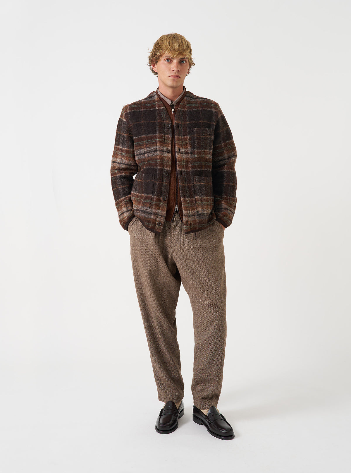 Brown Pino Wool Fleece Cardigan