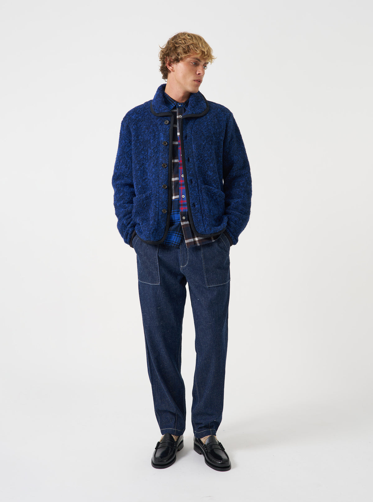 Blue Bouclet Fleece Lancaster Jacket