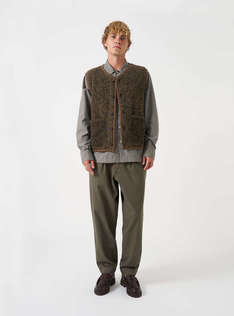 Brown Bouclet Fleece Lancaster Gilet