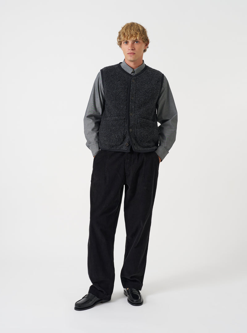 Charcoal Bouclet Fleece Lancaster Gilet