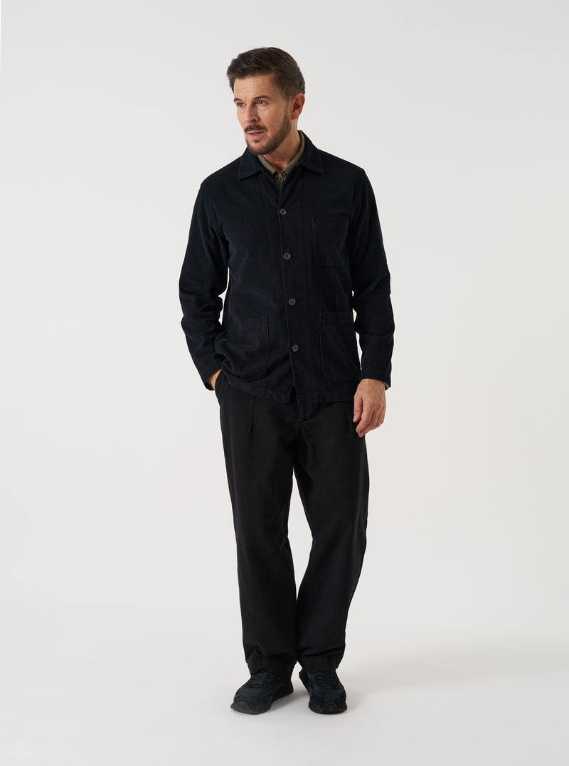Black Fine Cord Bakers Overshirt