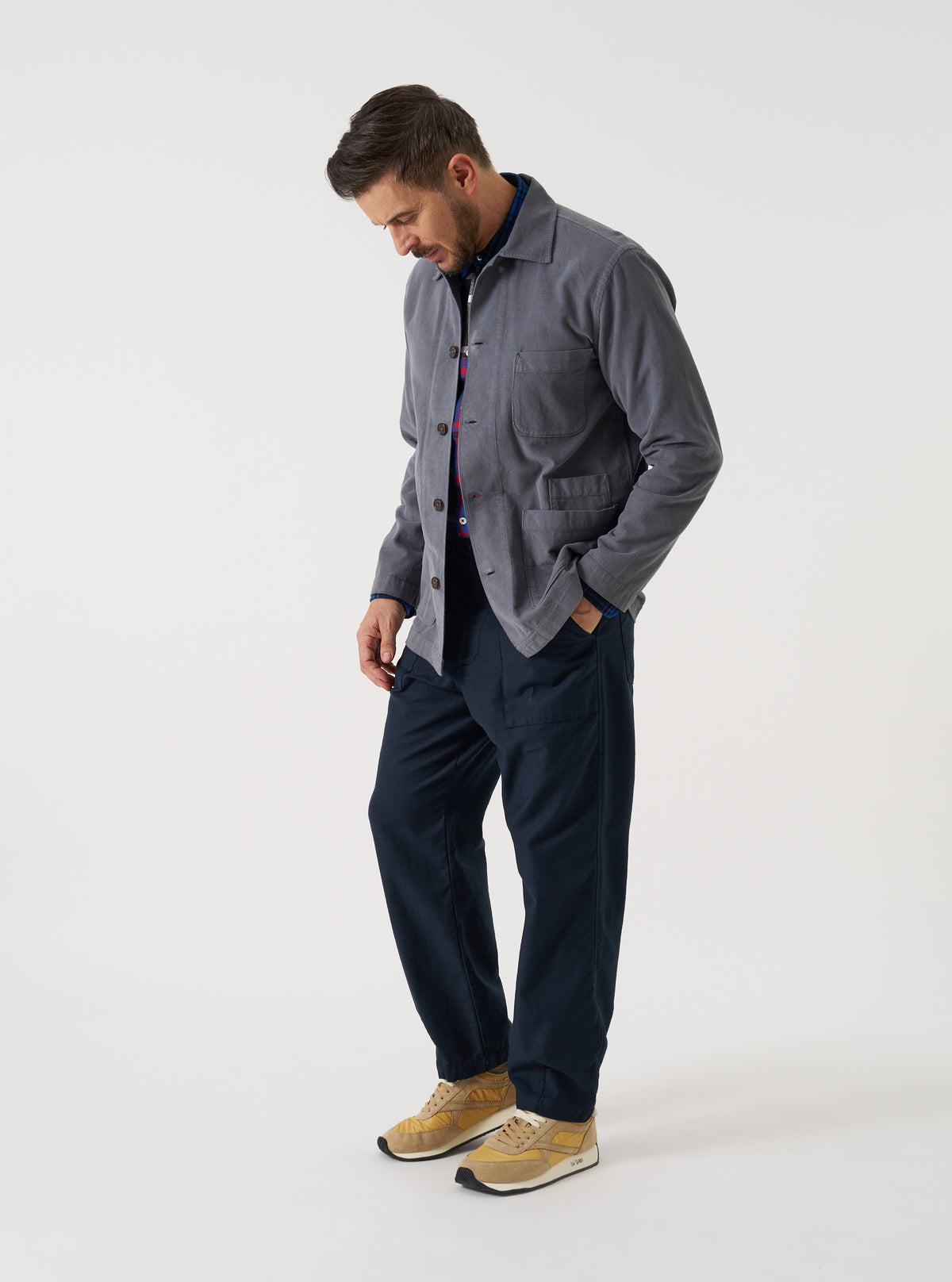 Grey Fine Cord Bakers Overshirt