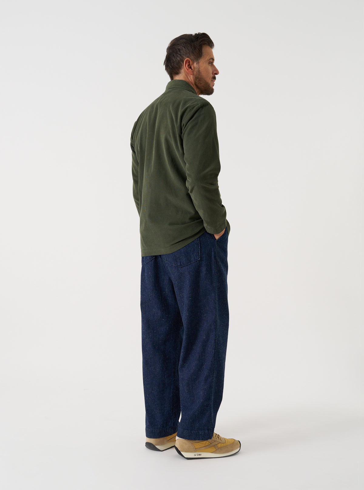 Olive Fine Cord Bakers Overshirt