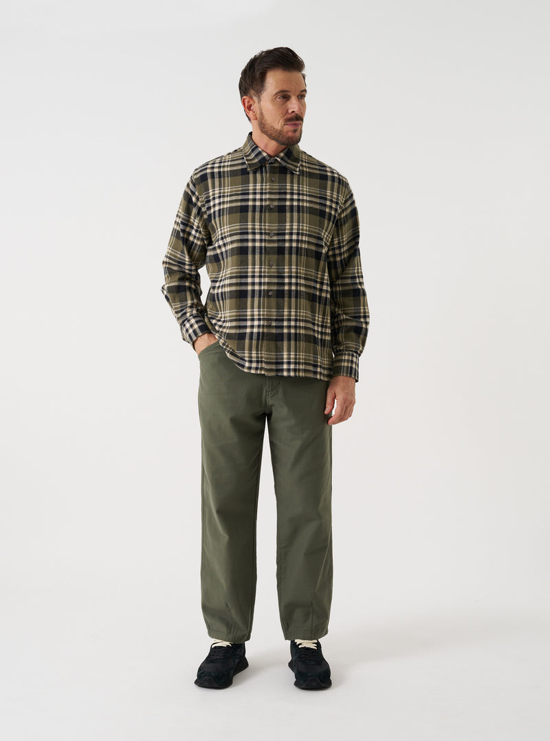 Olive Jazz Check Standard Shirt