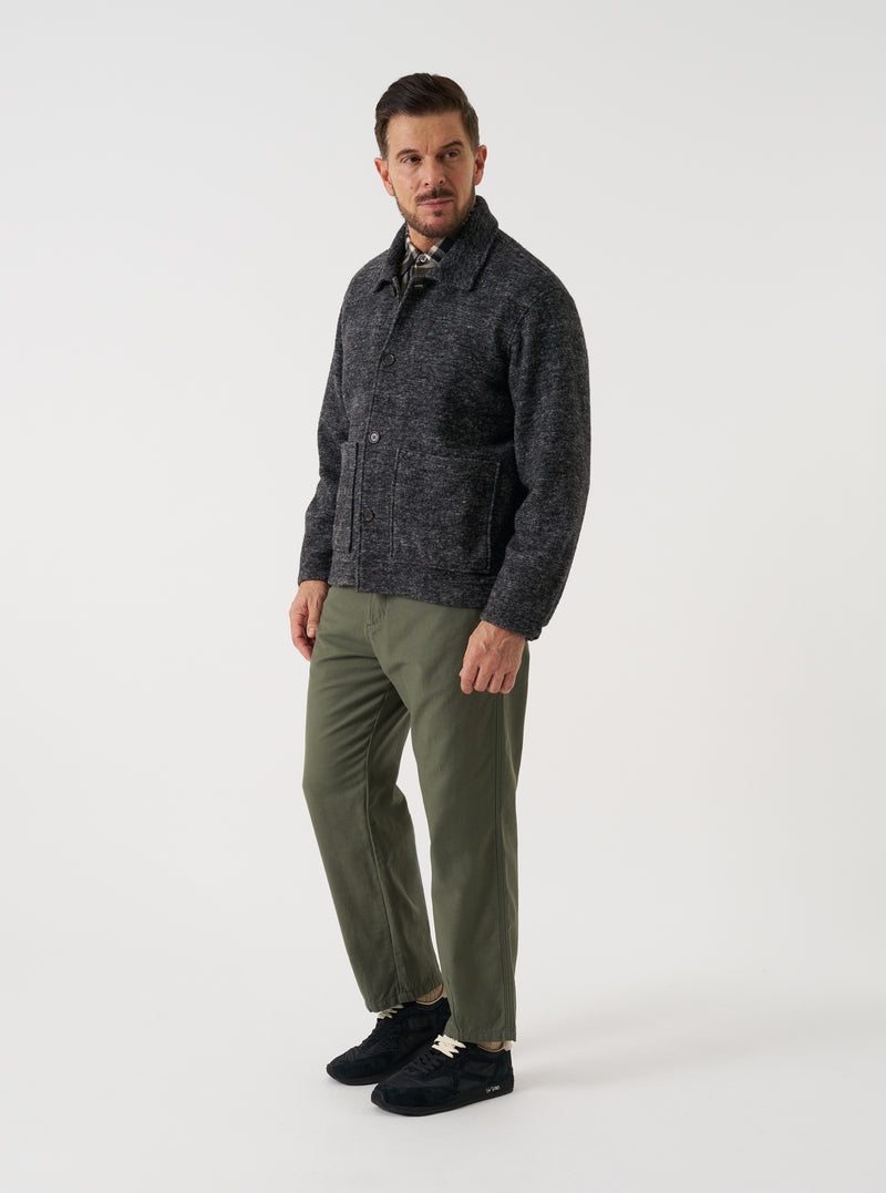 Grey Marl Wool Mix Knit Rams Jacket