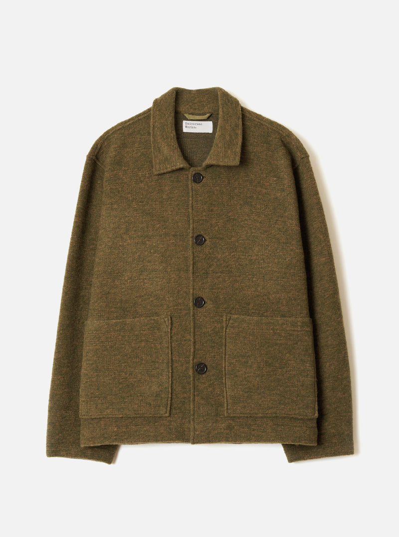Olive Wool Mix Knit Rams Jacket