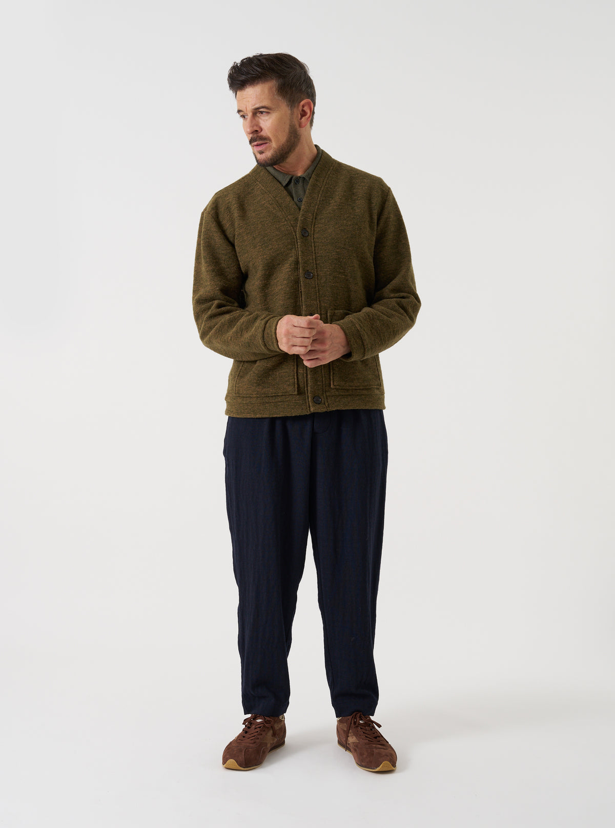 Olive Wool Mix Knit Advance Cardigan