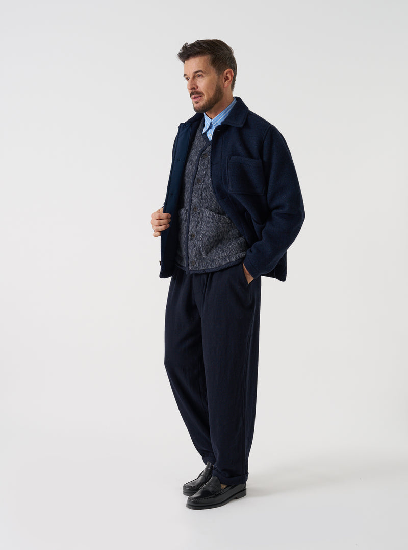 Navy Techno Melton Plain Tag Jacket