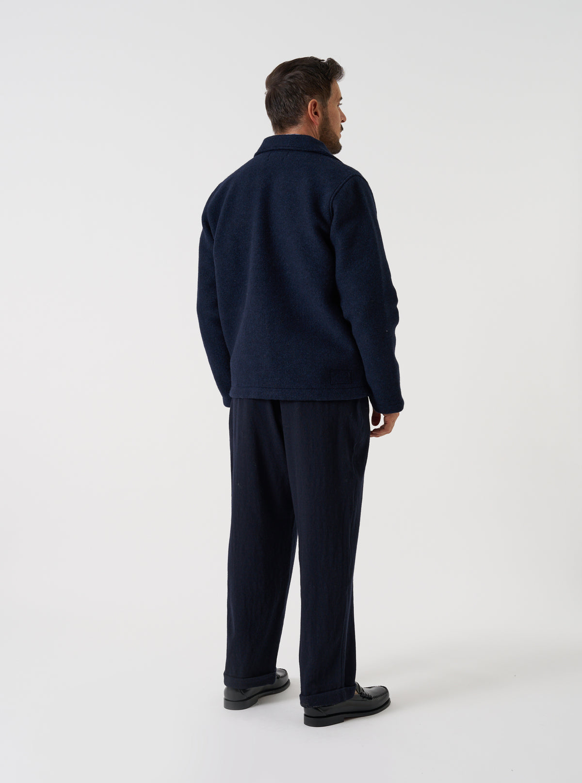 Navy Techno Melton Plain Tag Jacket