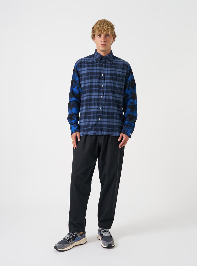 Navy/Blue Brush Panel Check 1 Lazy Day Shirt