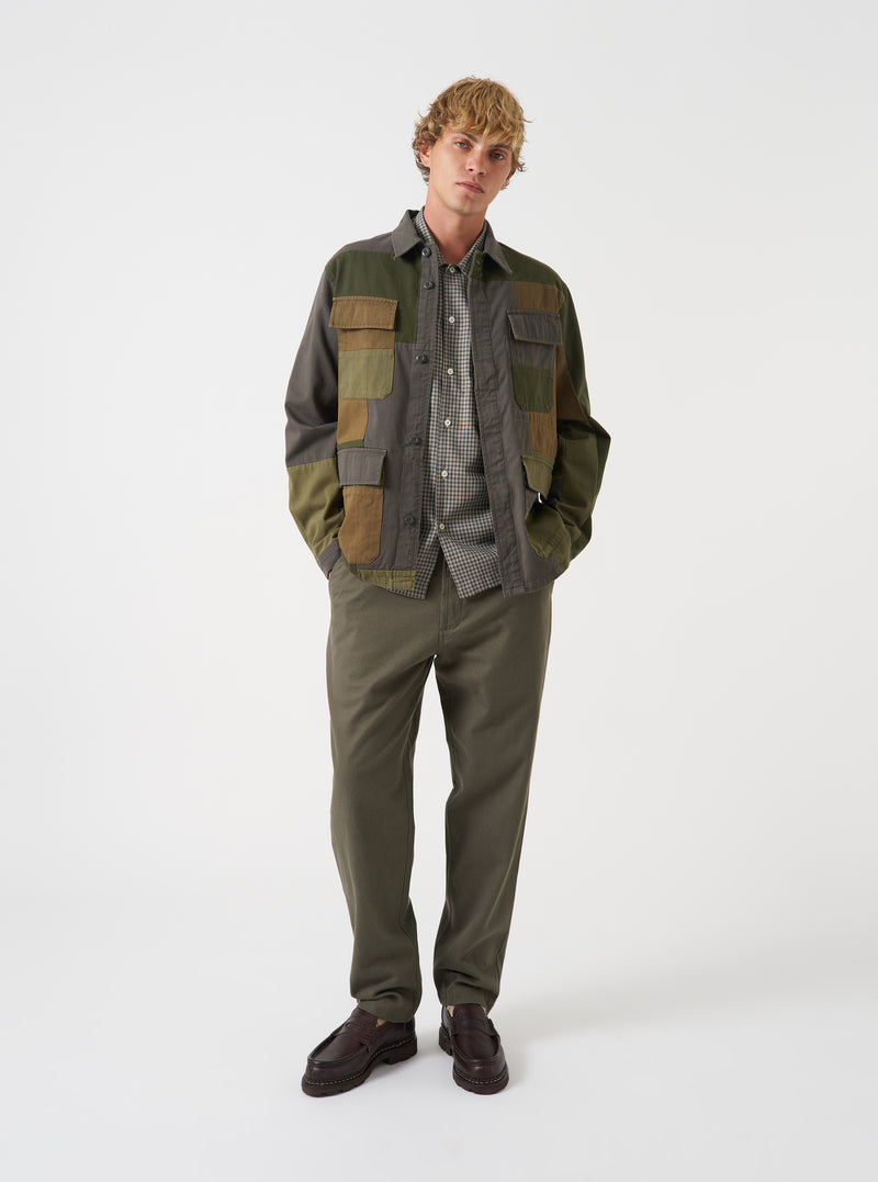 Olive Patchwork Twill MW Fatigue Jacket