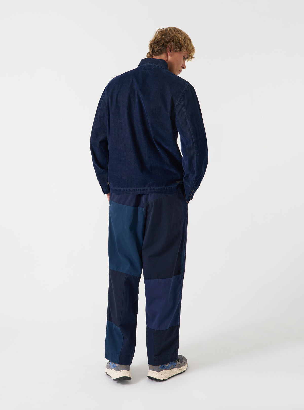 Navy Patchwork Twill Oxford Pant