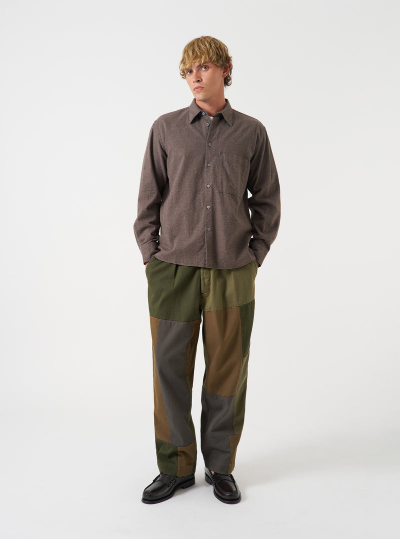 Olive Patchwork Twill Oxford Pant