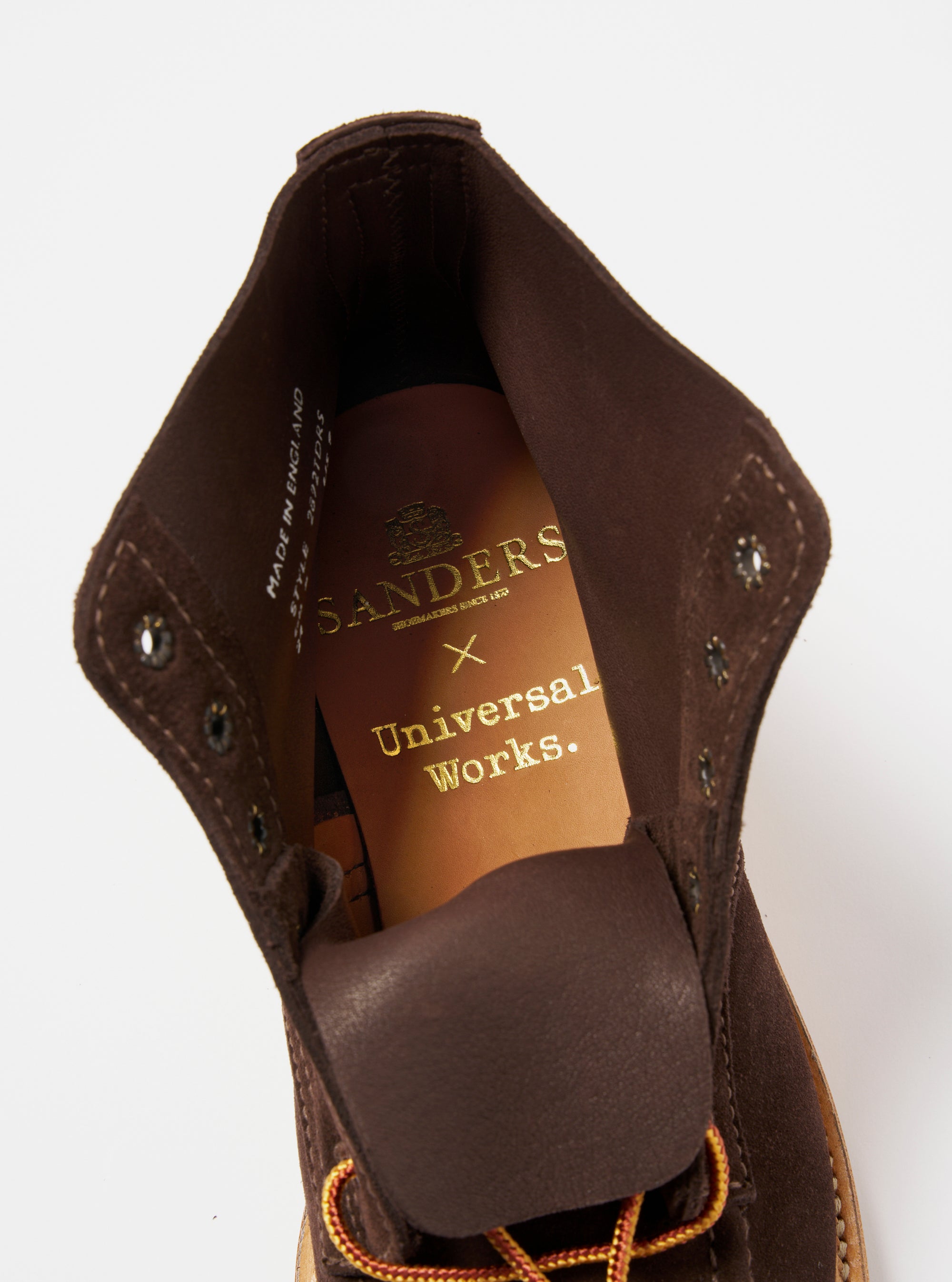 Sanders x Universal Works Mocha Reverse Suede Wilson Derby Boot